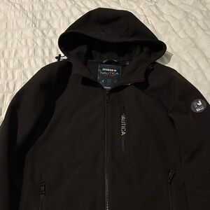 Nautica Men's Jet Black Hooded Performance Jacket